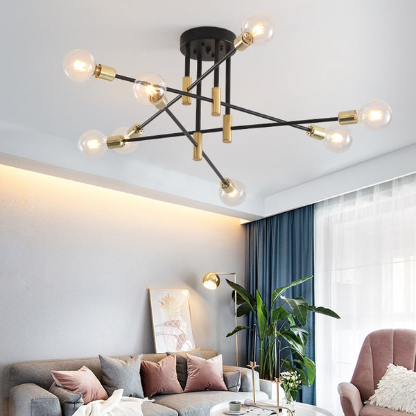 Modern Nordic E27 Black LED Ceiling Chandelier Edison Bulbs Indoor Light Fixtures For Bedroom Living Room Lamp